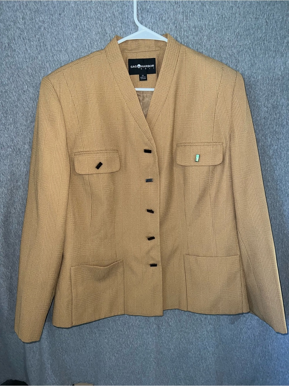 Sag Harbor Women's Camel Ribbed Knit Blazer